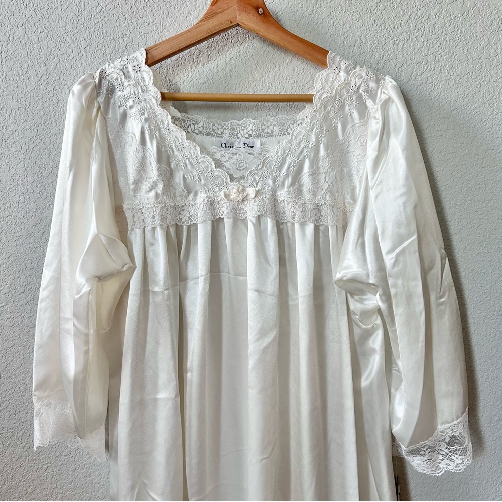 Vintage 80's NWT with defects Christian Dior Vintage Nightgown with Lace Details - Picture 2 of 11